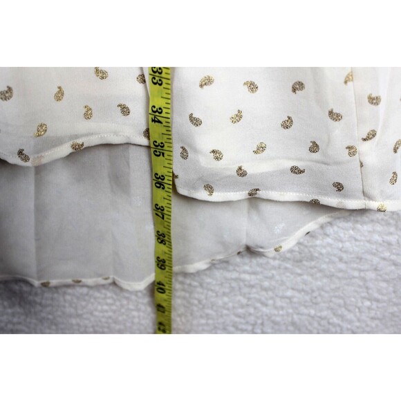 Michael Kors Size XS Beige Gold Print Hi Low Halter Dress Chain Collar - Picture 10 of 13